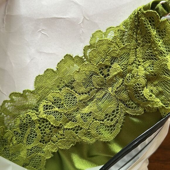Shein Satin Lace Trimed Split Night Dress NWT Sz M green - Picture 2 of 11